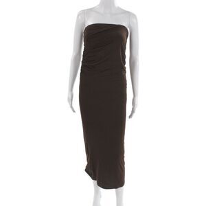 Venroy Women Sleeveless Bodycon Maxi Dress Brown Polyester Beach Size S